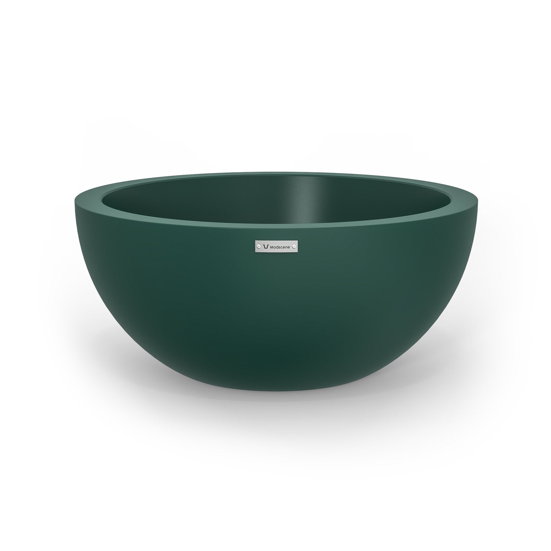 A medium Modscene planter bowl in a dark green colour. NZ made.