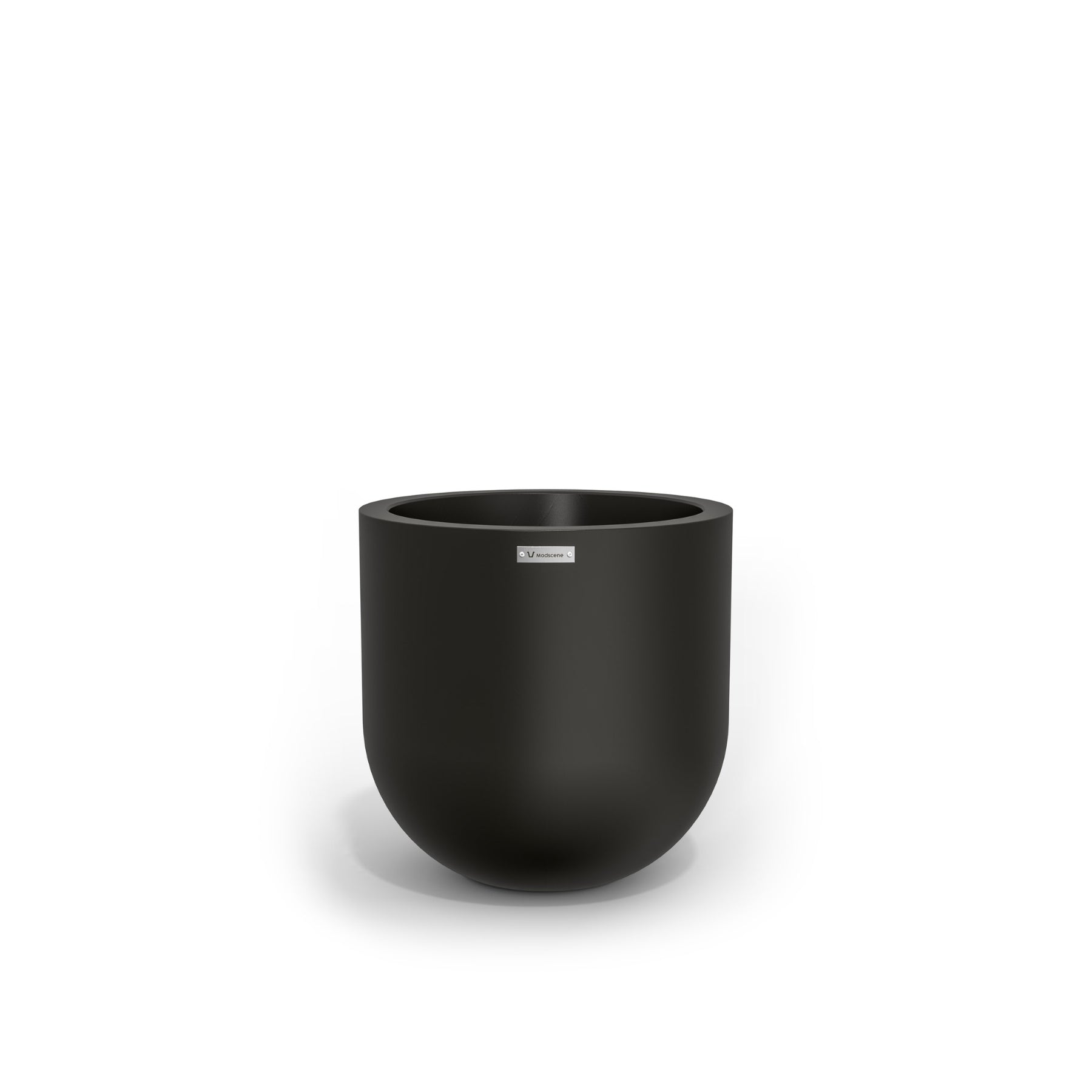 A small round pot made by Modscene in black. NZ made planters.