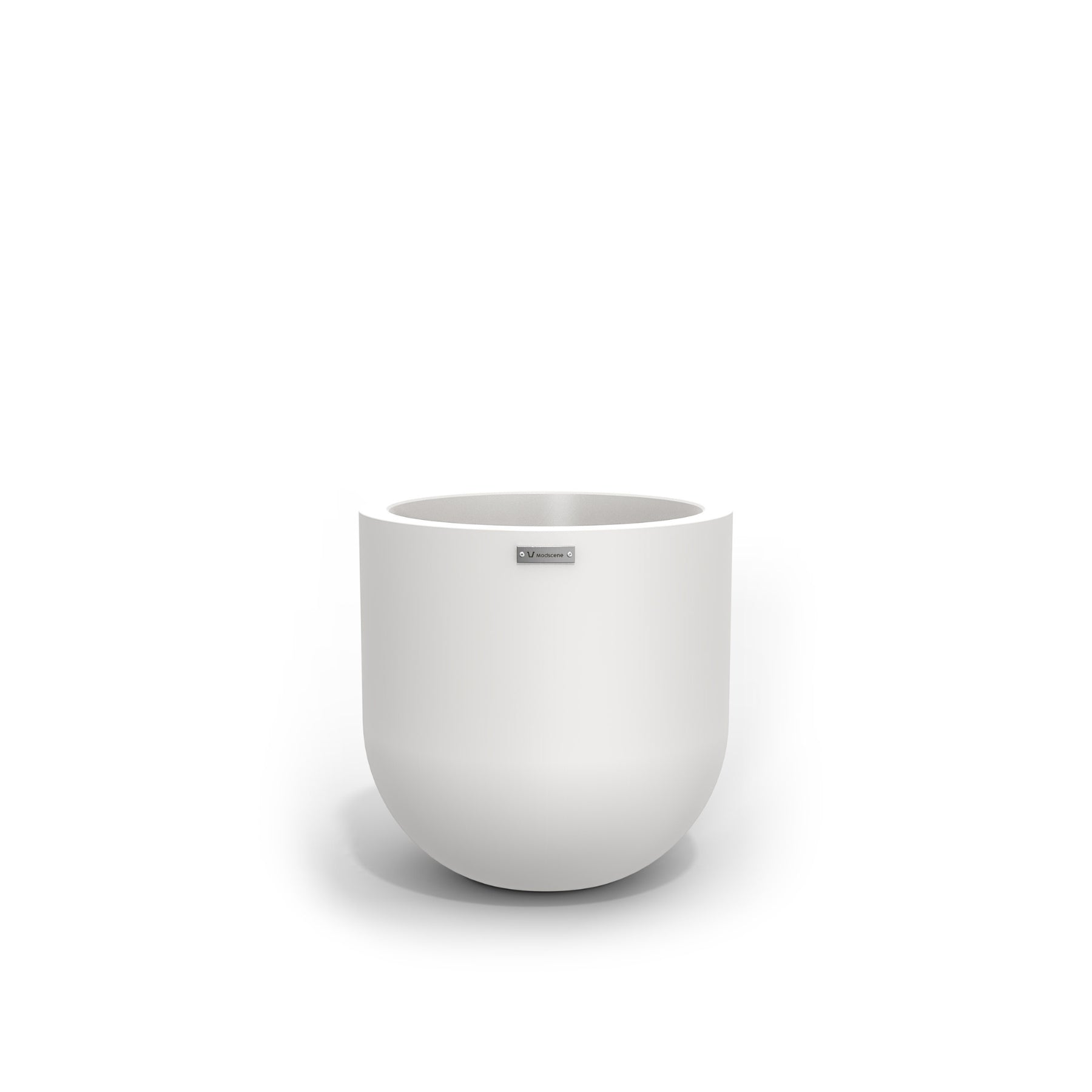 A small round pot made by Modscene in white. NZ made planters.