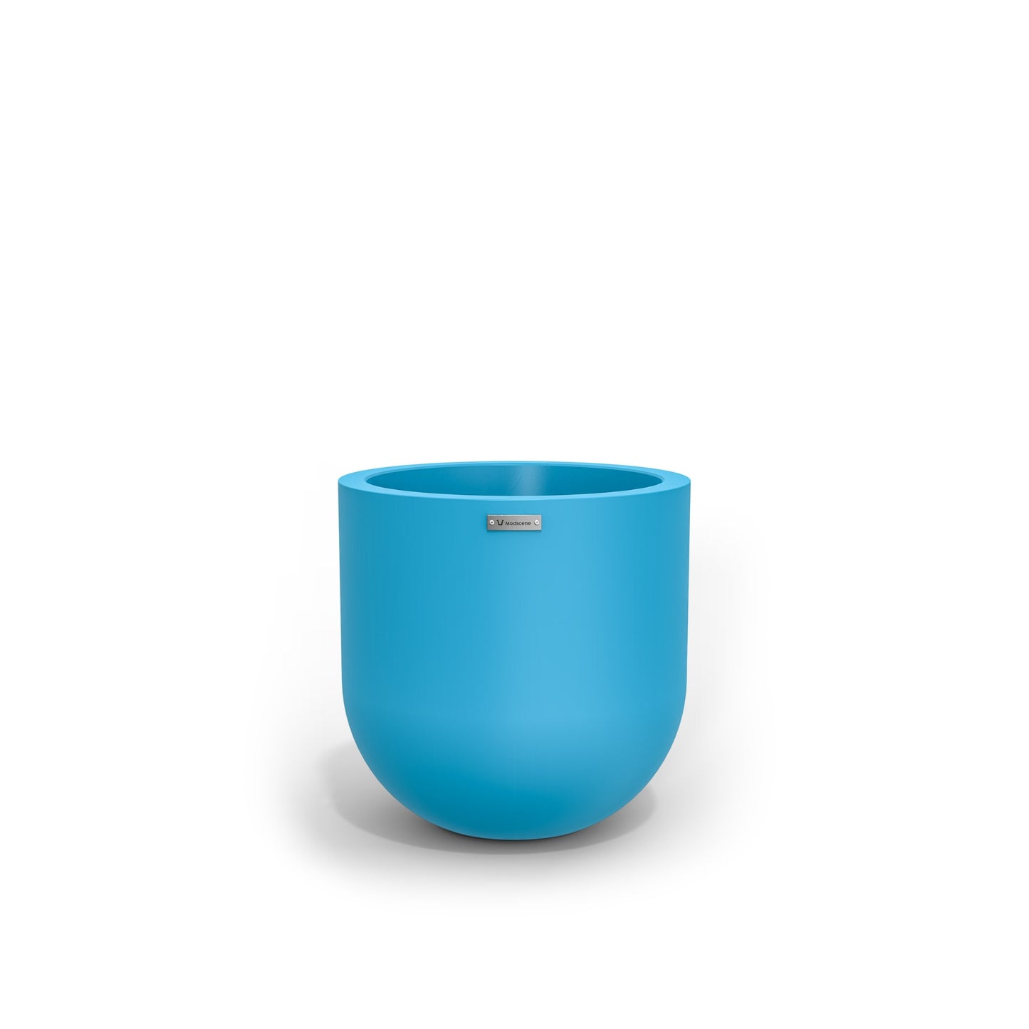 A small round pot made by Modscene in a light blue colour. NZ made planters.