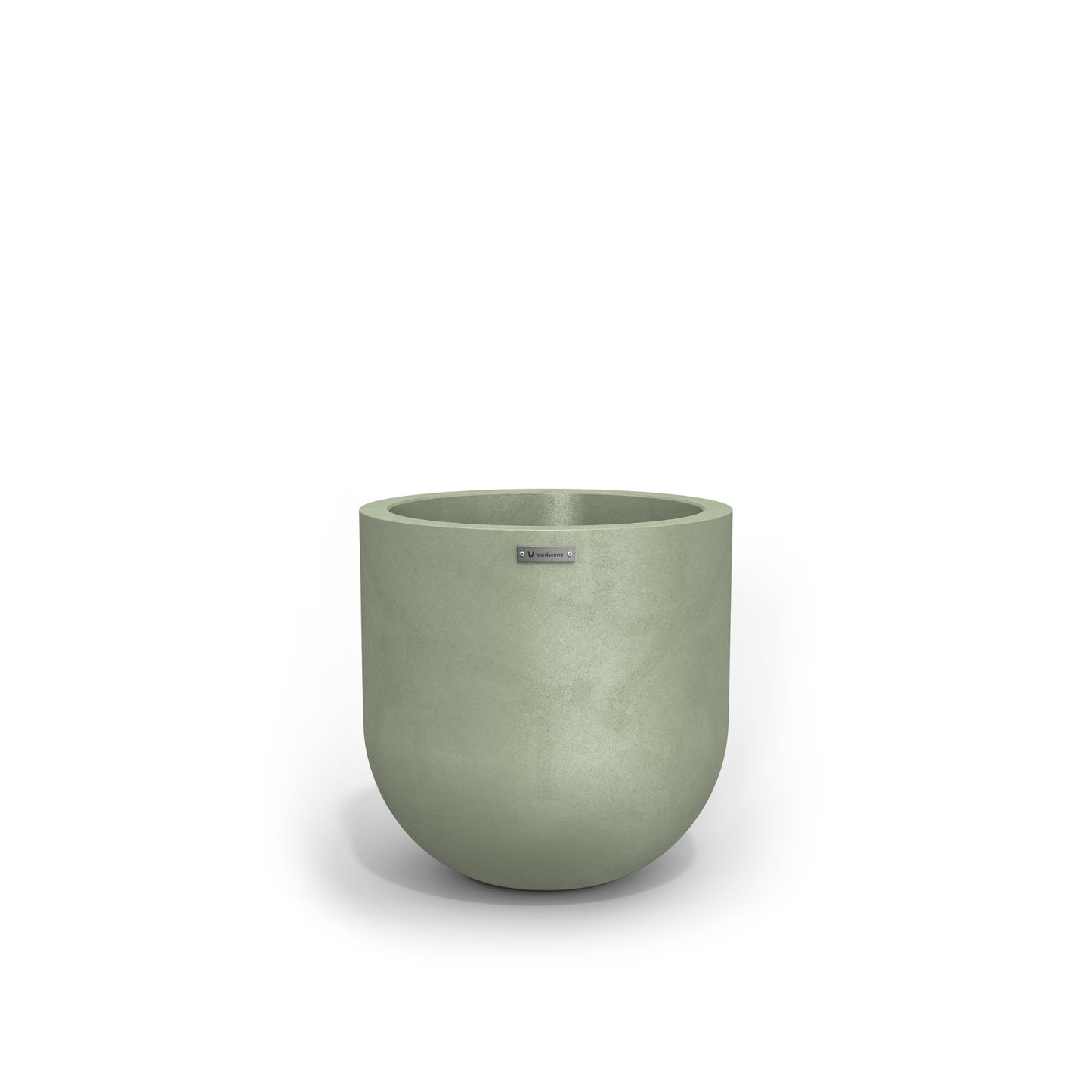 A small round pot made by Modscene in pastel green colour. NZ made planters.