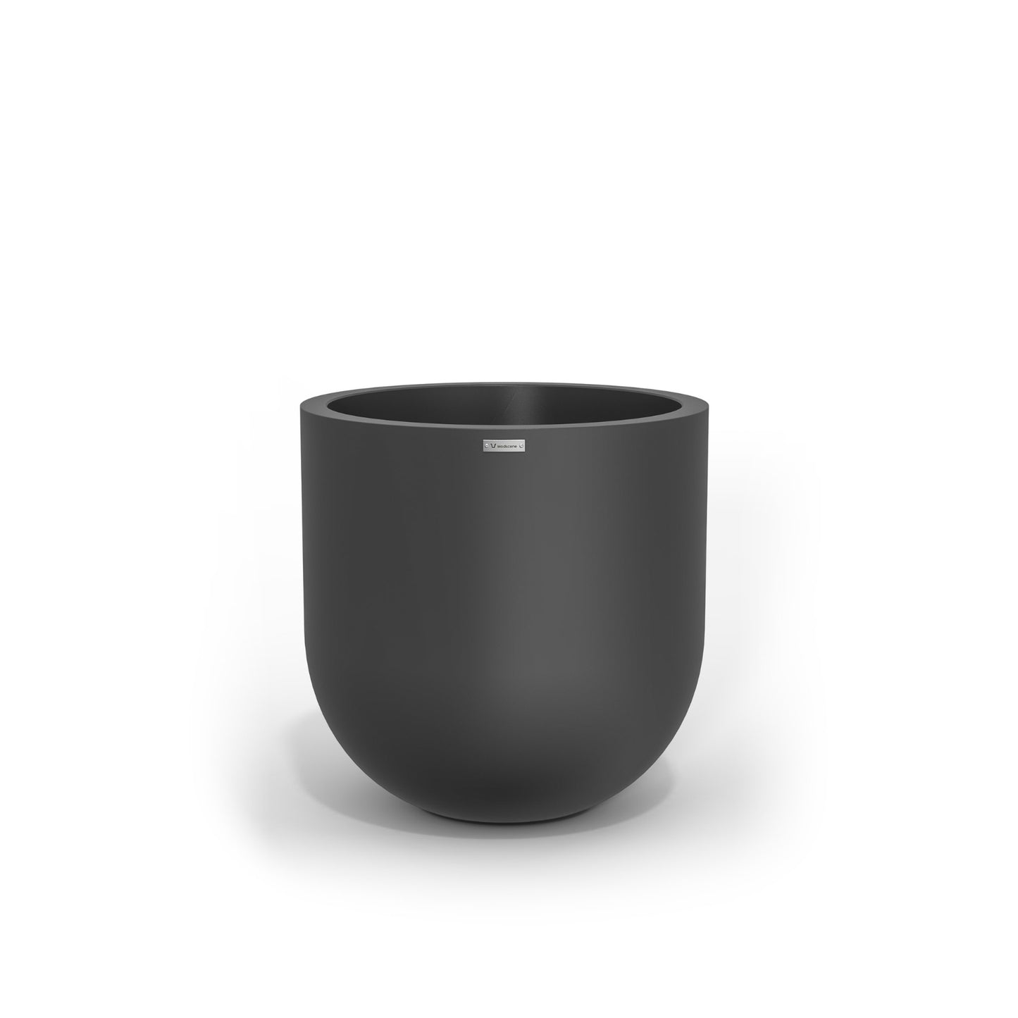 A large egg shaped pot by Modscene in a dark grey colour. NZ made planters.