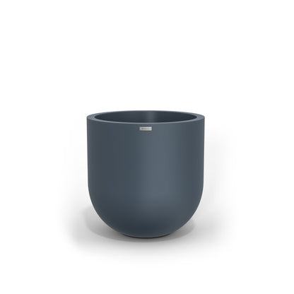 A large modern planter in a dark blue colour. New Zealand made plant pots.