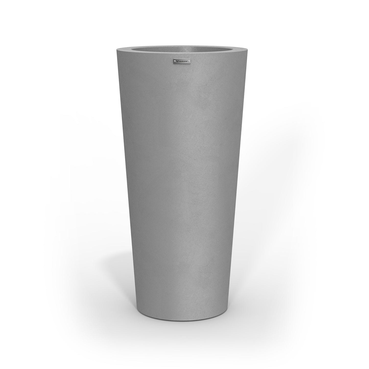 A tall Modscene planter pot in a concrete grey colour.
