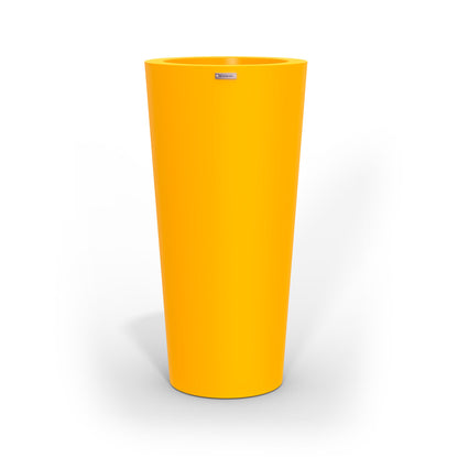 A tall yellow planter pot made by Modscene New Zealand.