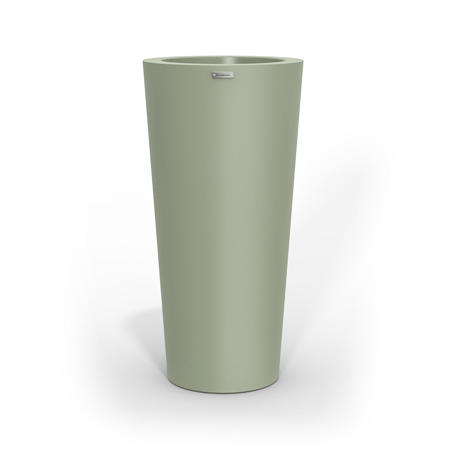 A tall Modscene planter pot in a pastel green colour. New Zealand made.