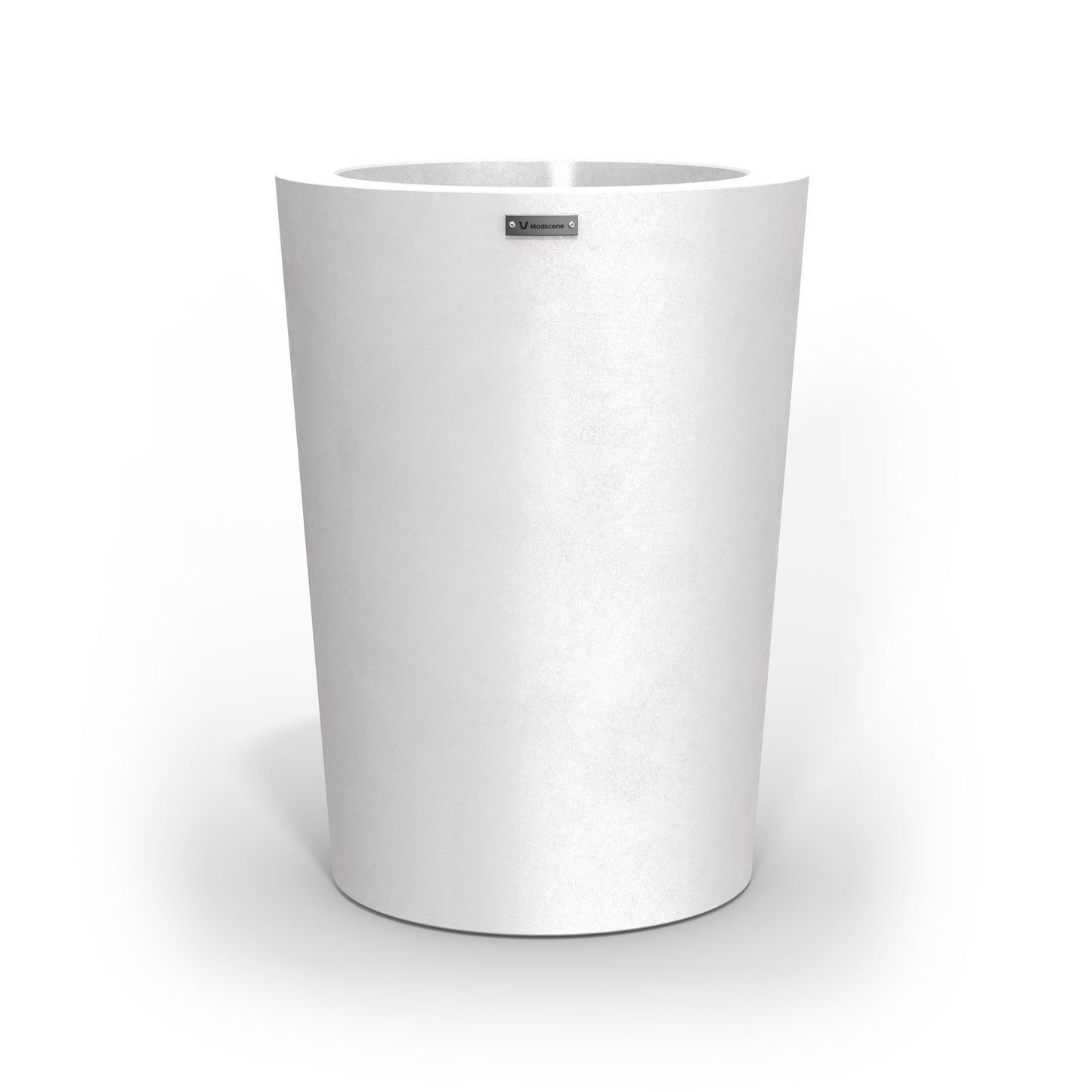 A modern style planter pot in a matte white colour. Made by Modscene NZ.