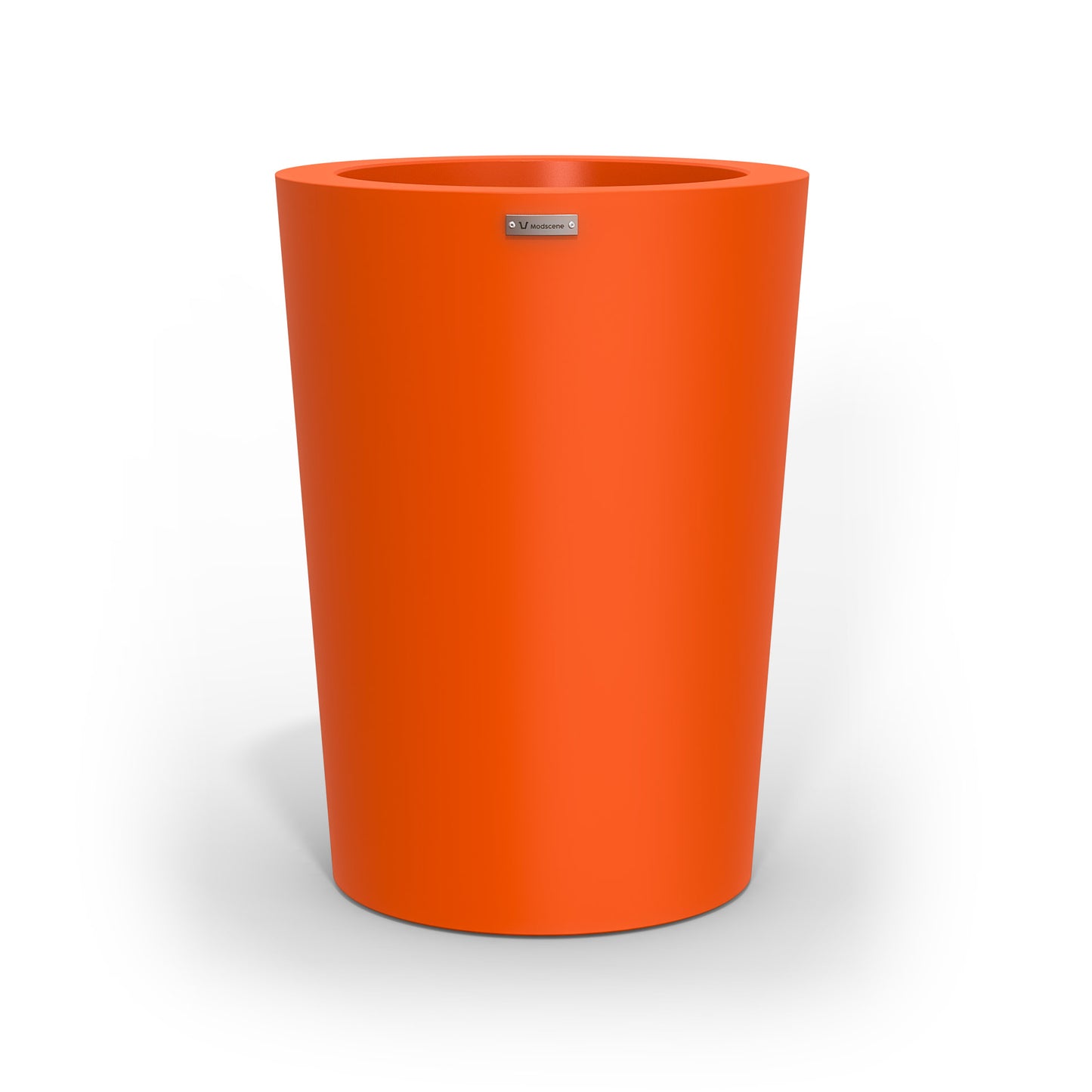 A modern style planter pot in orange. Made by Modscene NZ.