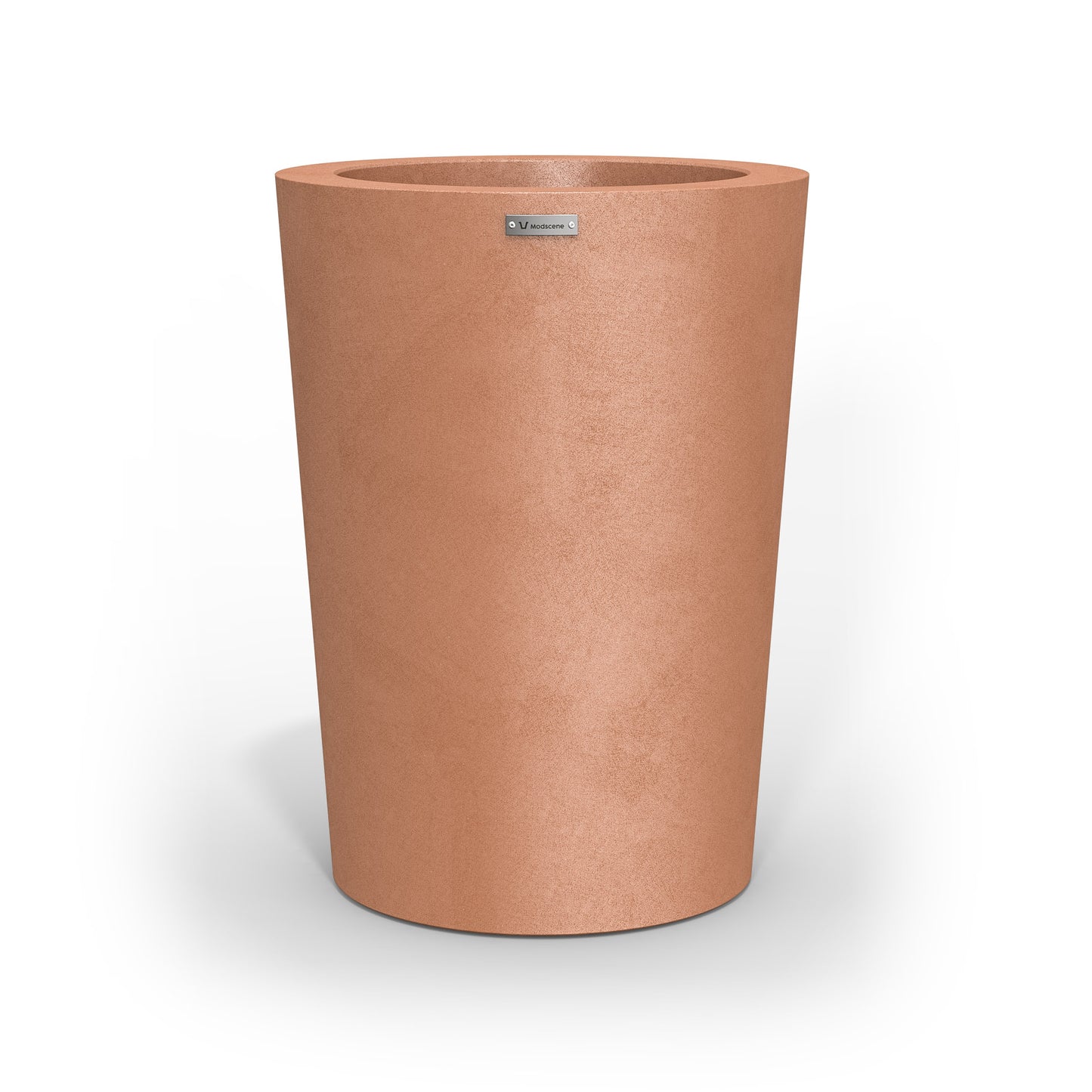A modern style planter pot in a terracotta colour. Made in NZ.