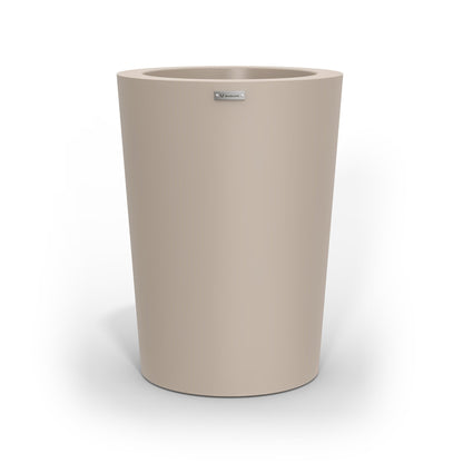 A modern style planter pot in a sandstone colour. Made by Modscene NZ.
