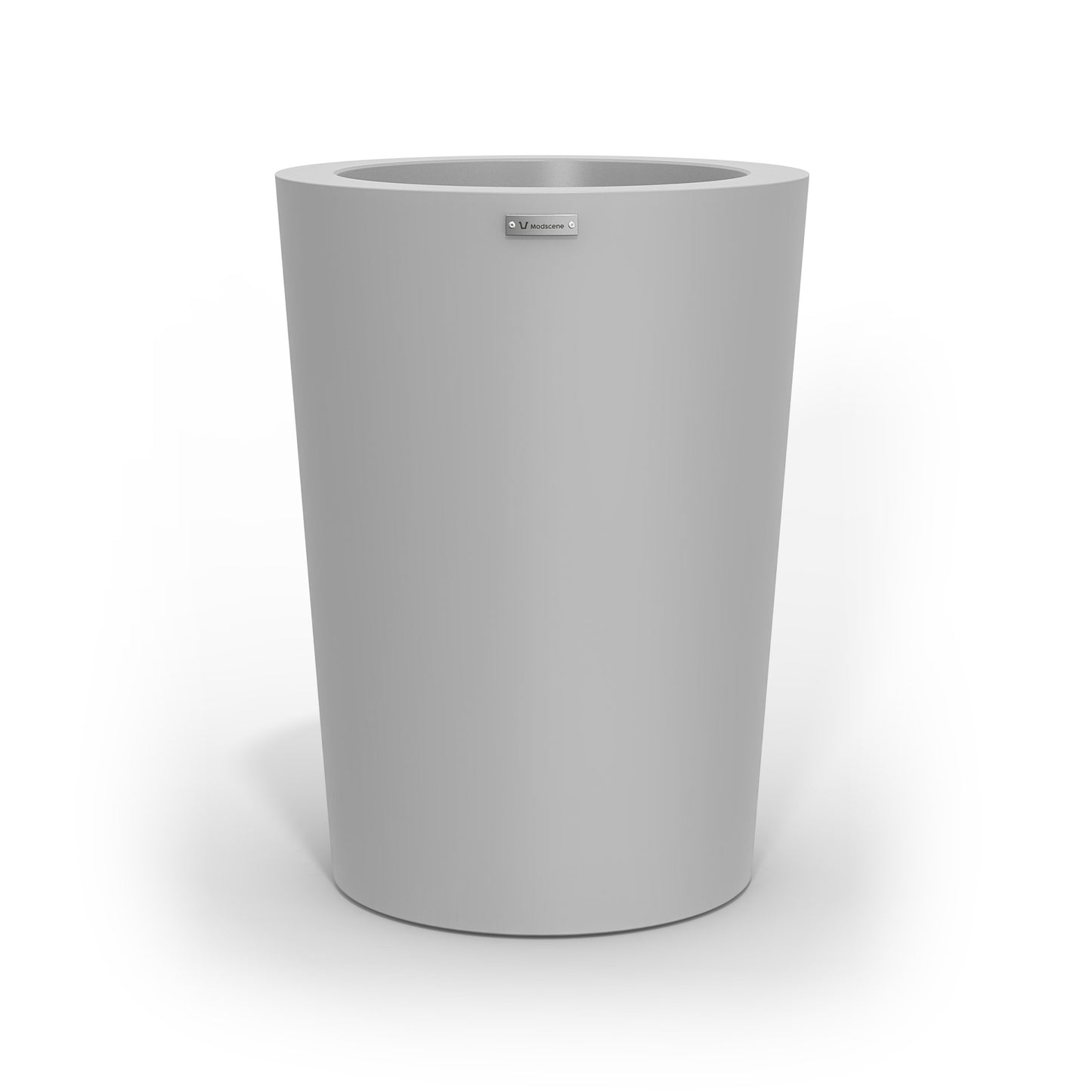 A modern style planter pot in a light grey colour. Made by Modscene NZ.