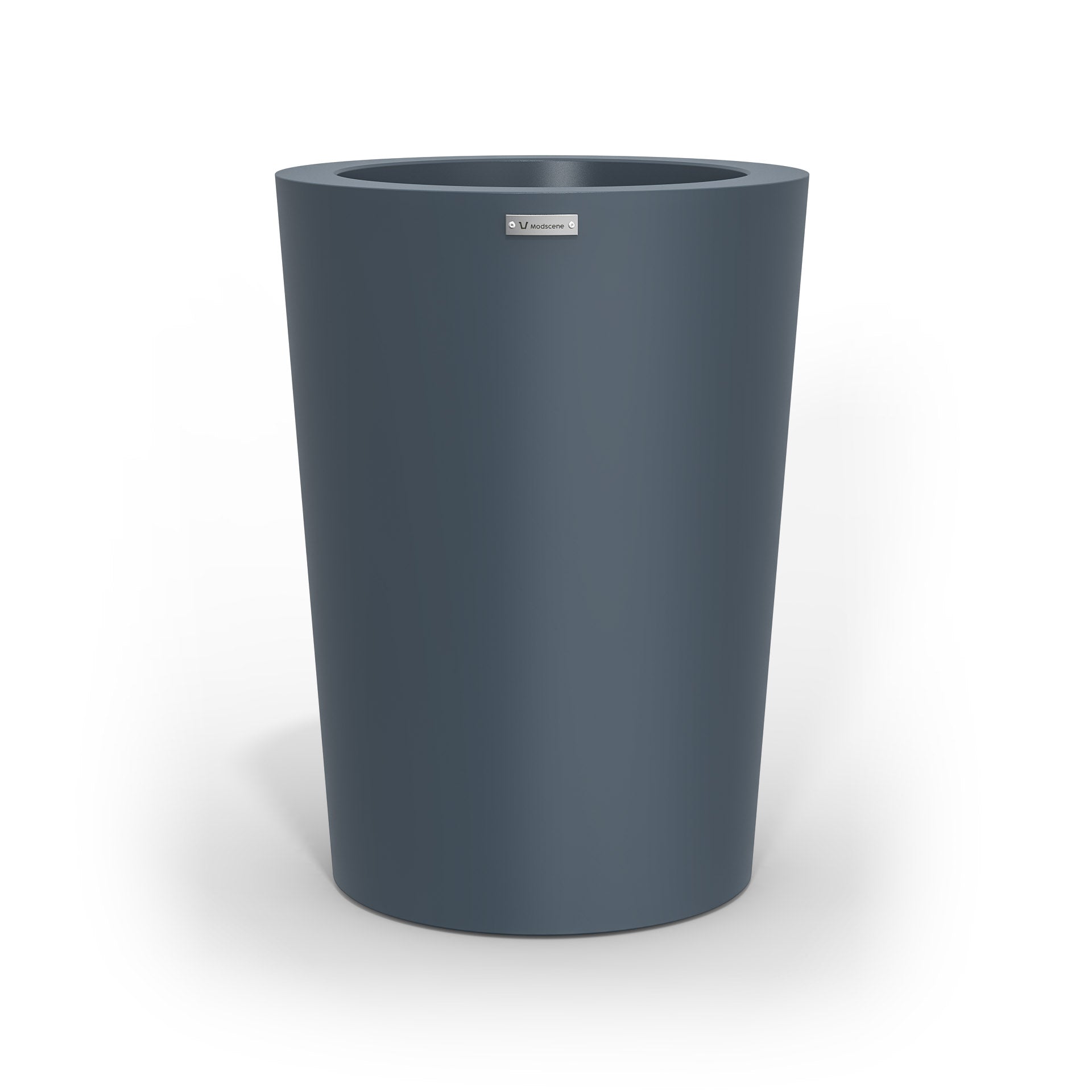 A modern style planter pot in a storm blue colour. Made by Modscene NZ.