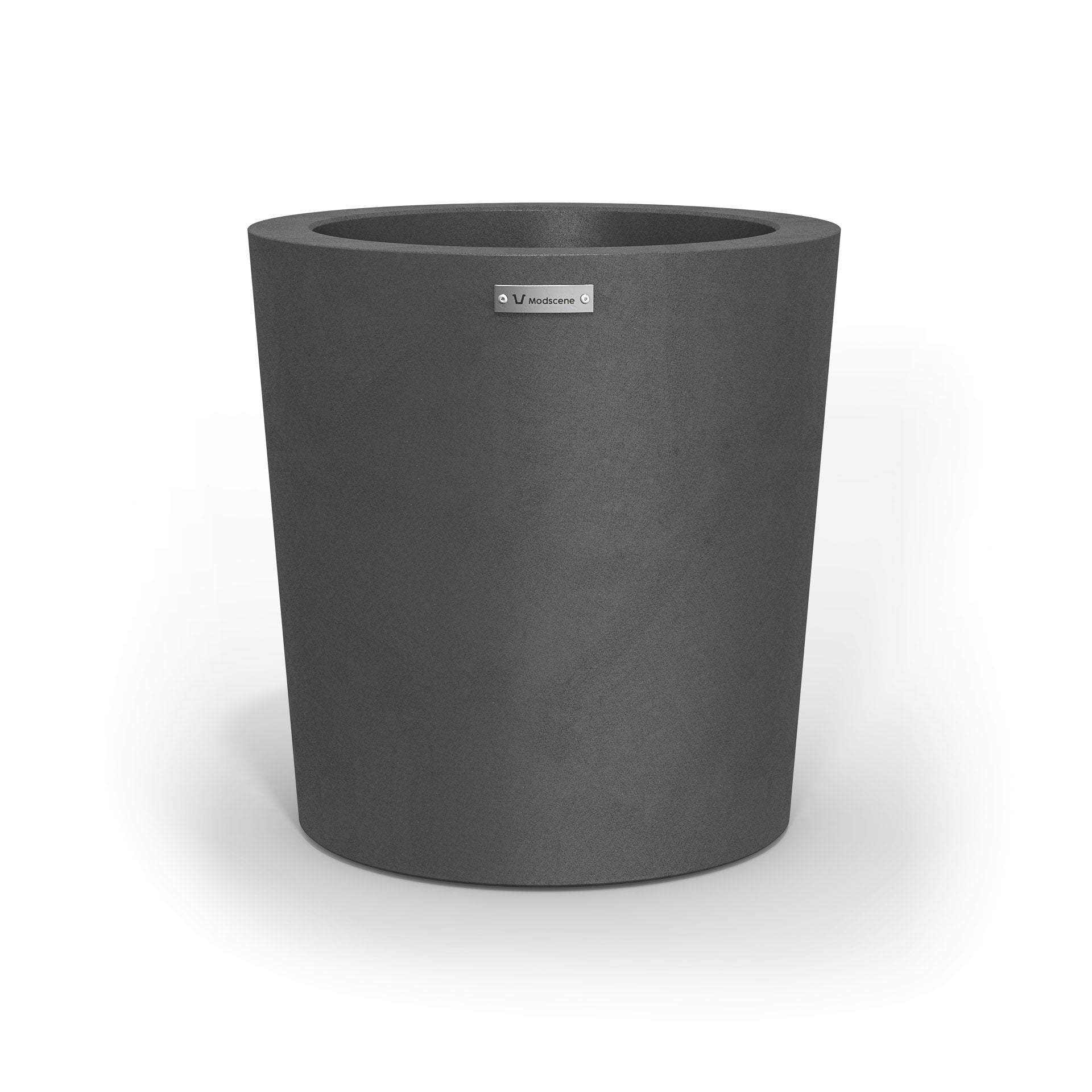 A Modscene planter pot in a brushed grey colour.
