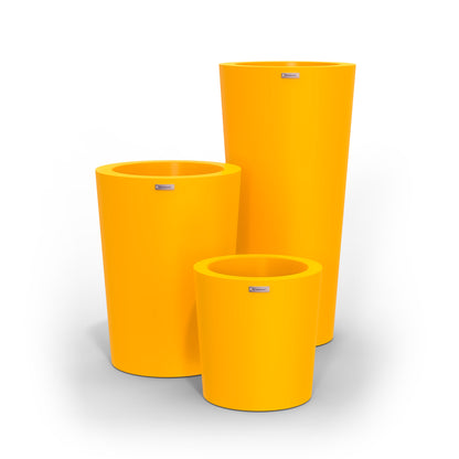 A yellow cluster of three Modscene planter pots. New Zealand made.