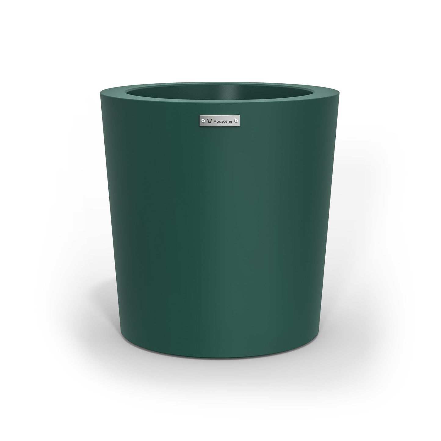 A modern style planter pot in an emerald green colour.