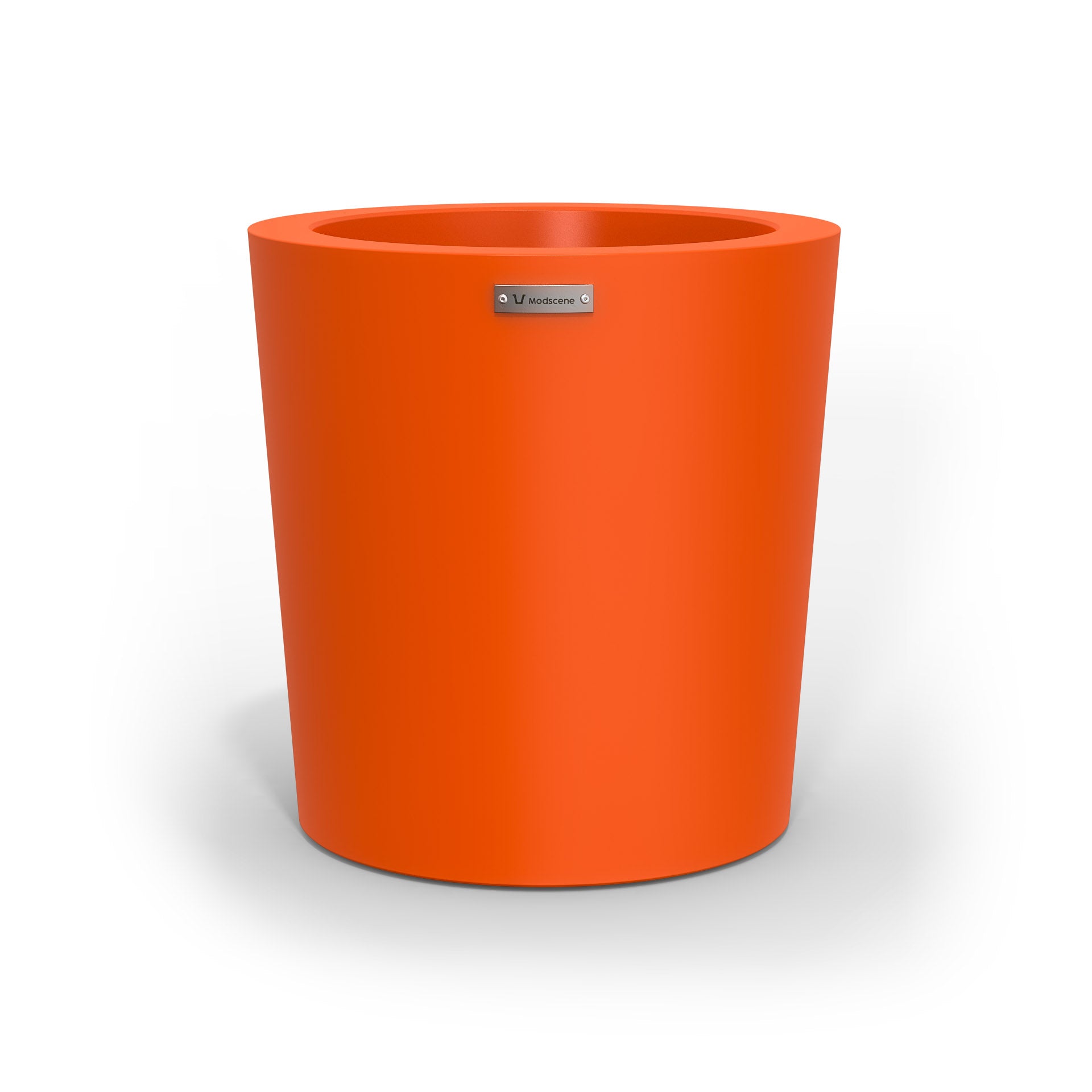 A modern style planter pot in orange. Made by Modscene New Zealand.