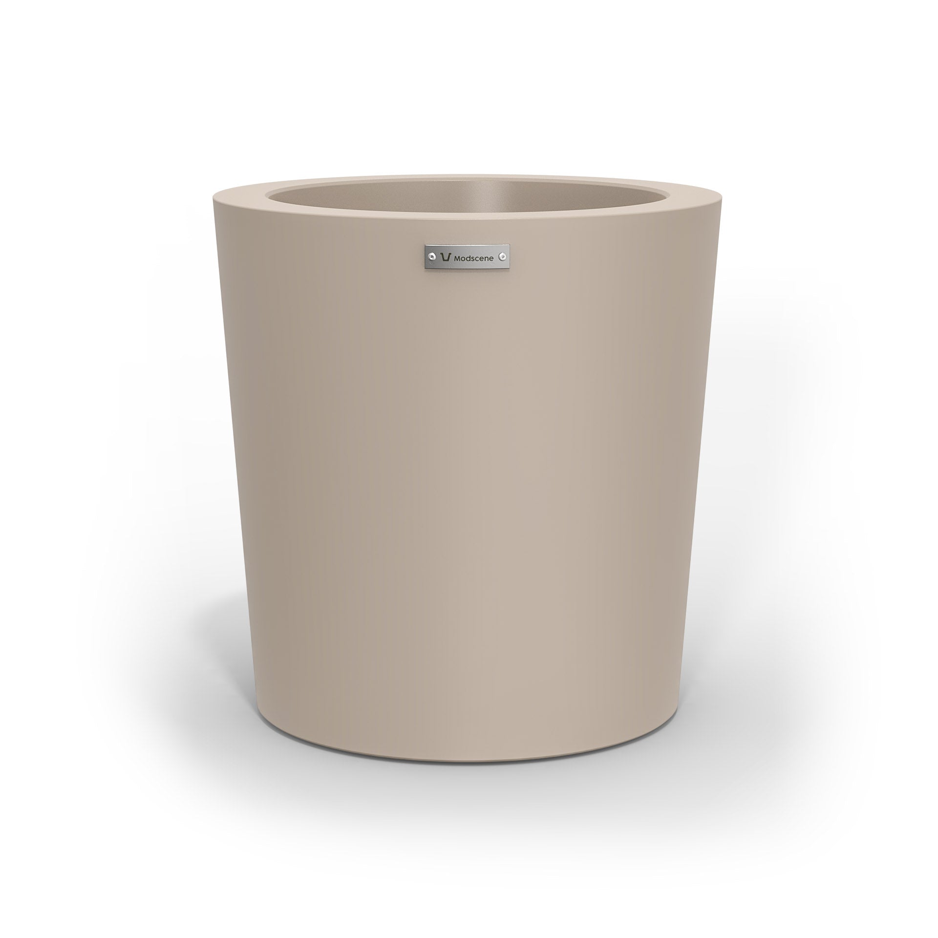 A modern style planter pot in a sandstone colour. Made in NZ.