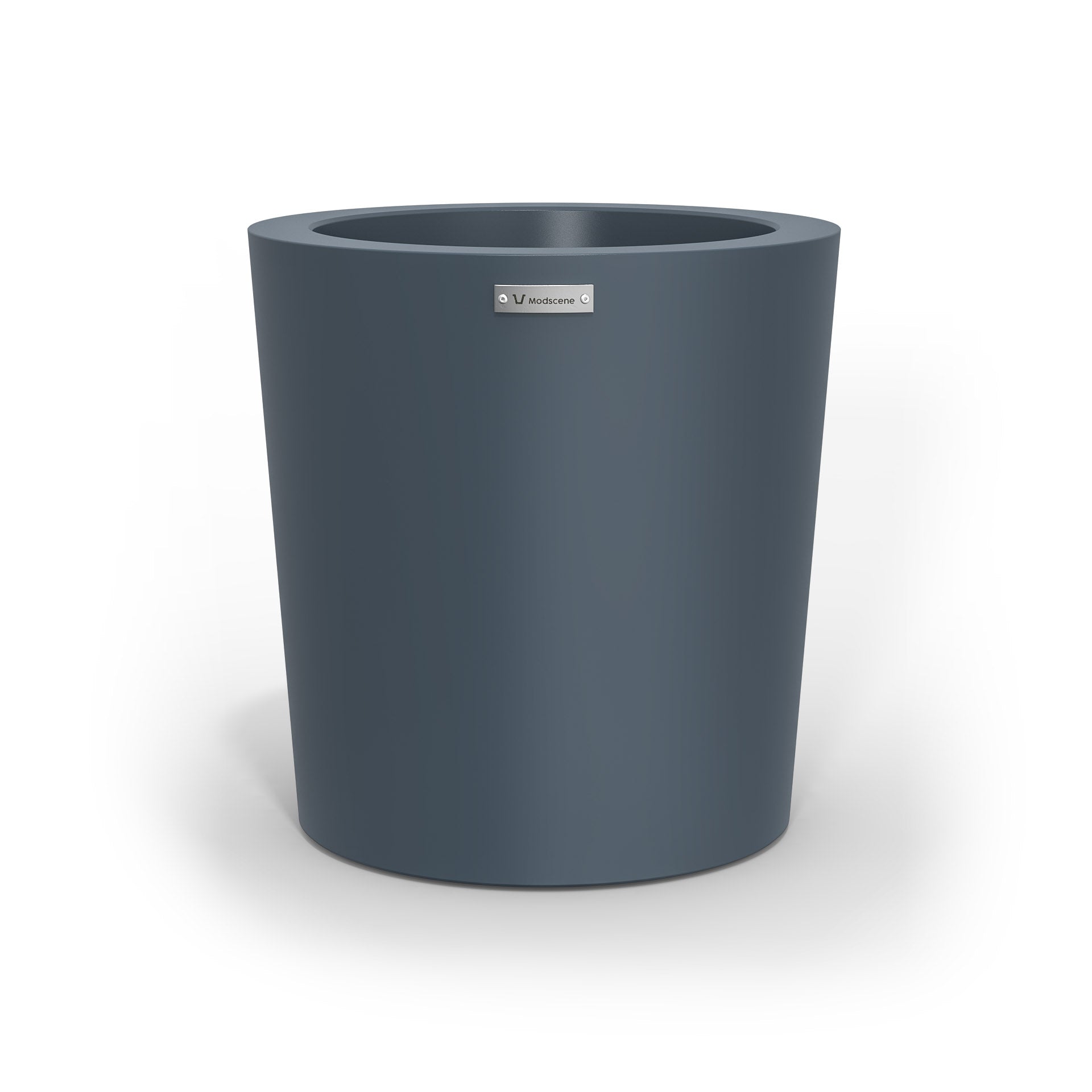 A modern style planter pot in a storm blue colour. Made by Modscene NZ.