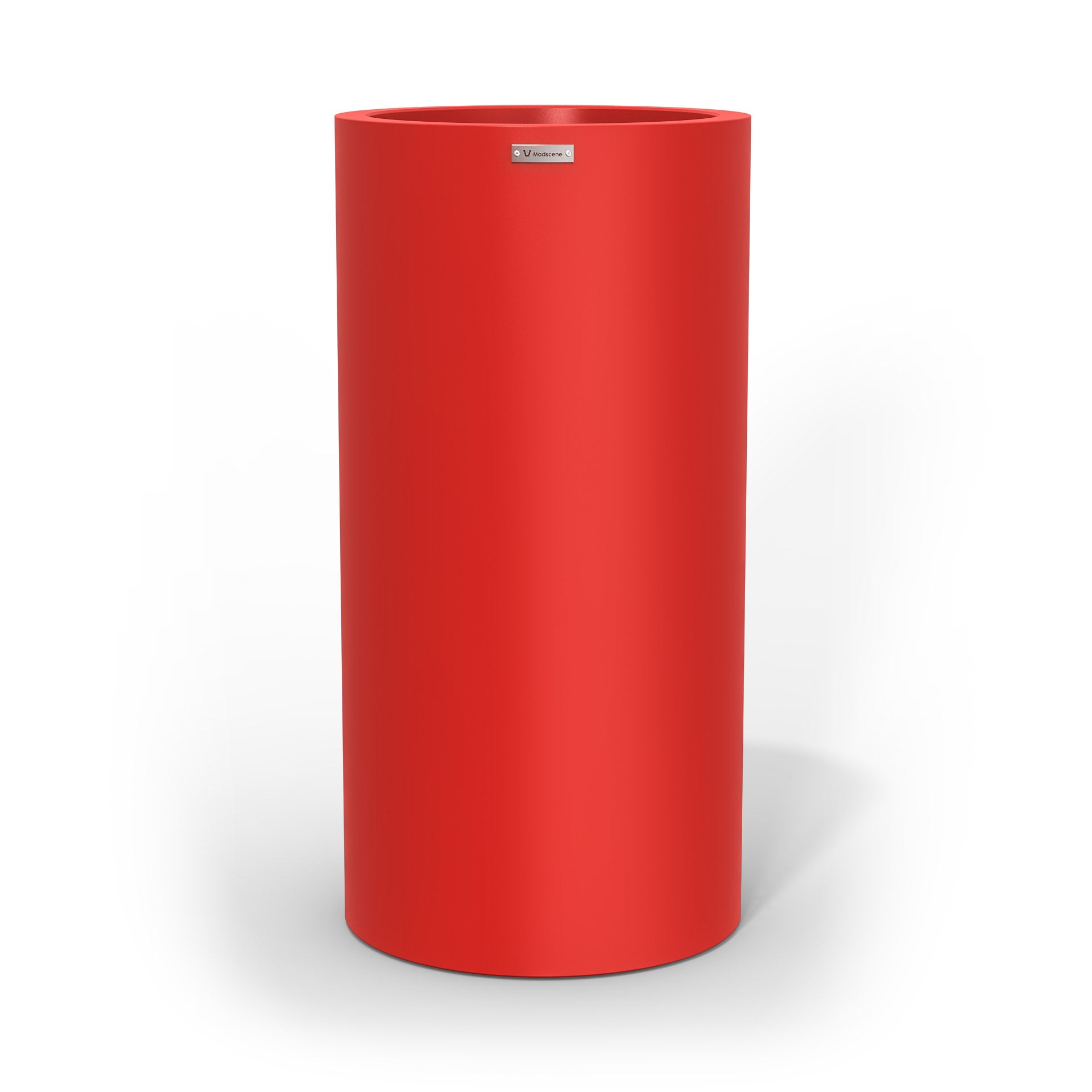 A tall cylinder planter pot in red made by Modscene New Zealand.