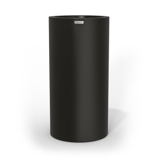 A tall black planter pot made by Modscene New Zealand.