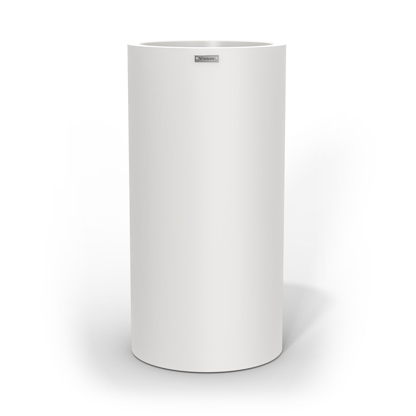 A tall cylinder planter pot in white made by Modscene NZ.