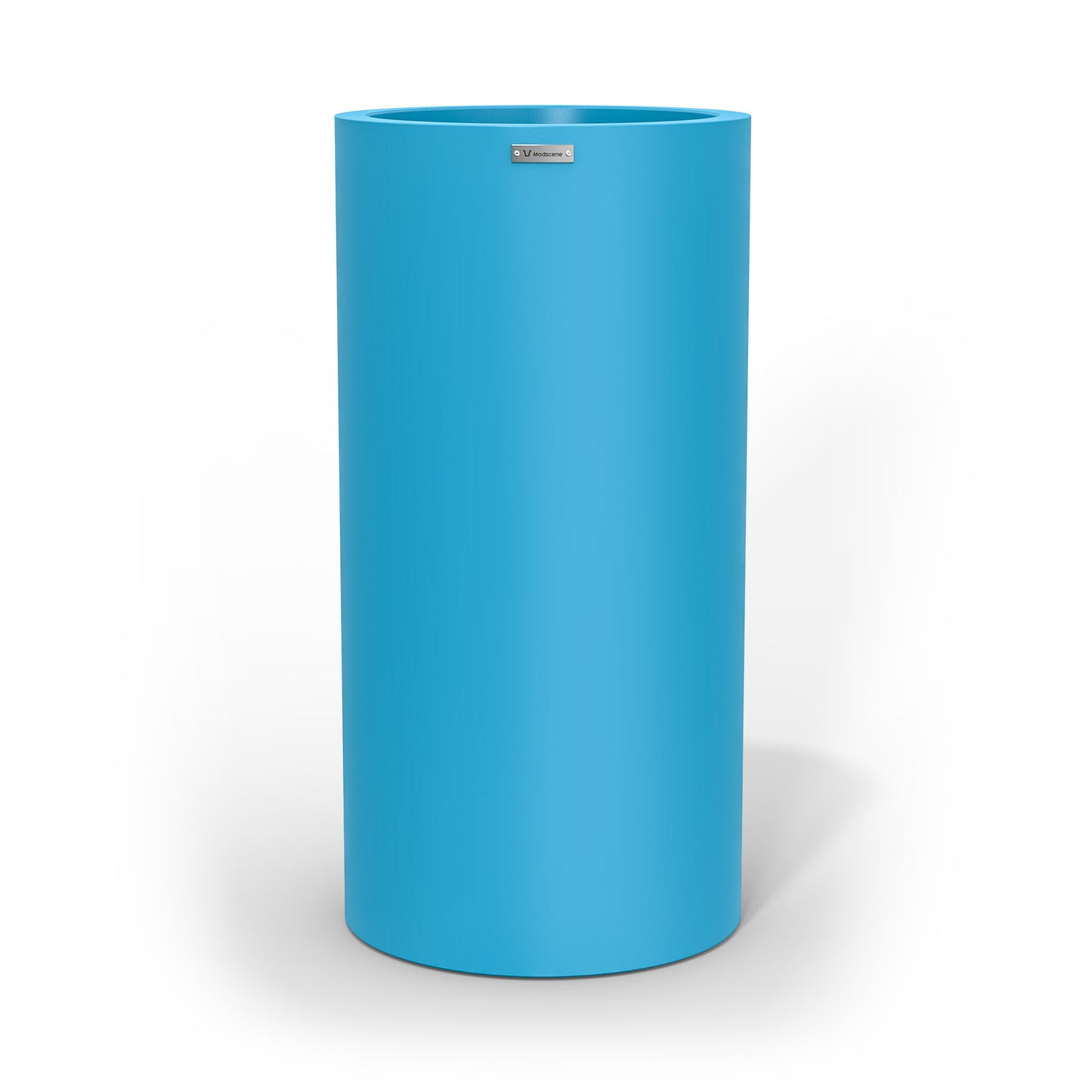A tall cylinder planter pot in blue made by Modscene New Zealand.
