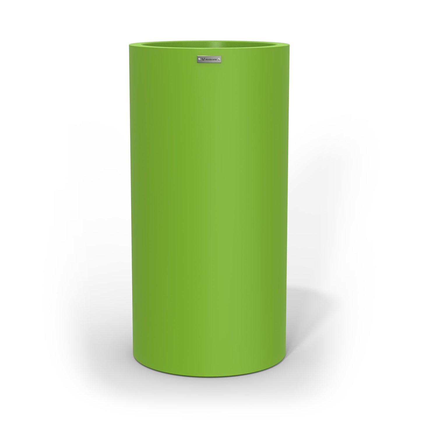 A tall cylinder planter pot in green made by Modscene NZ.