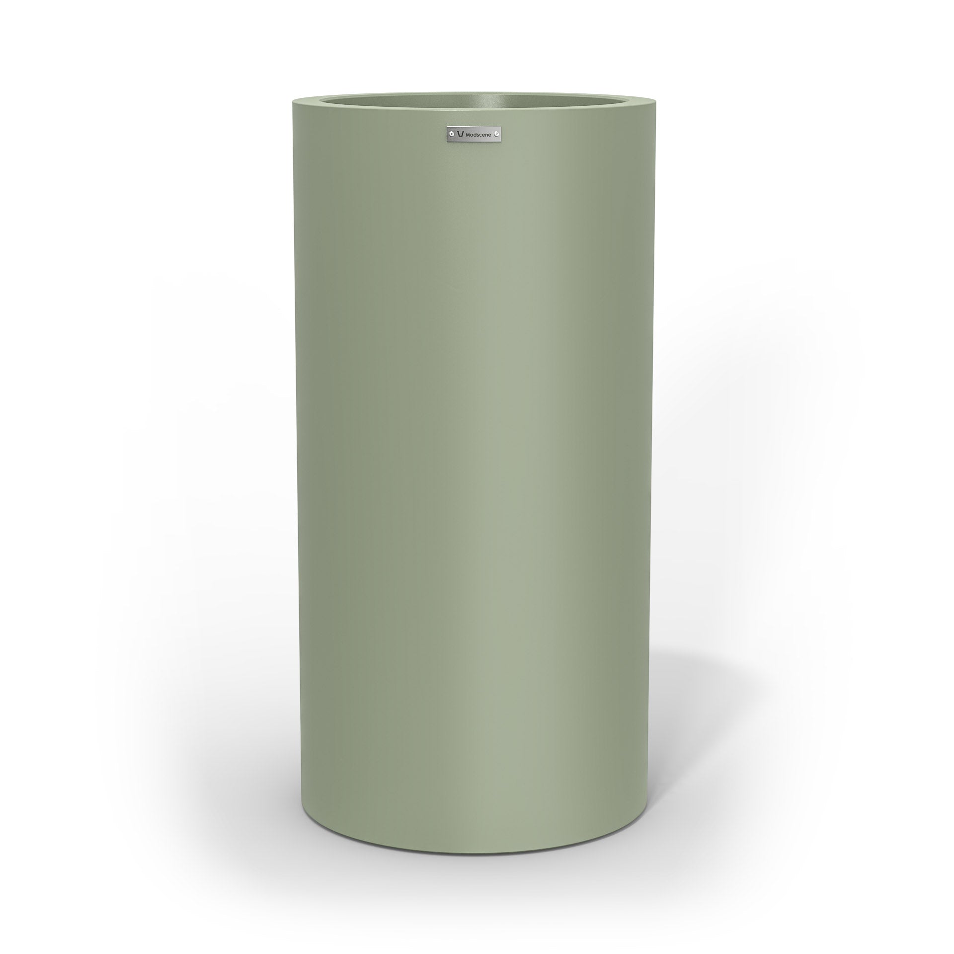 A tall cylinder planter pot in a pastel green colour made by Modscene NZ.