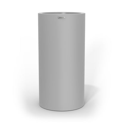 A tall cylinder planter pot in a light grey colour made by Modscene NZ.