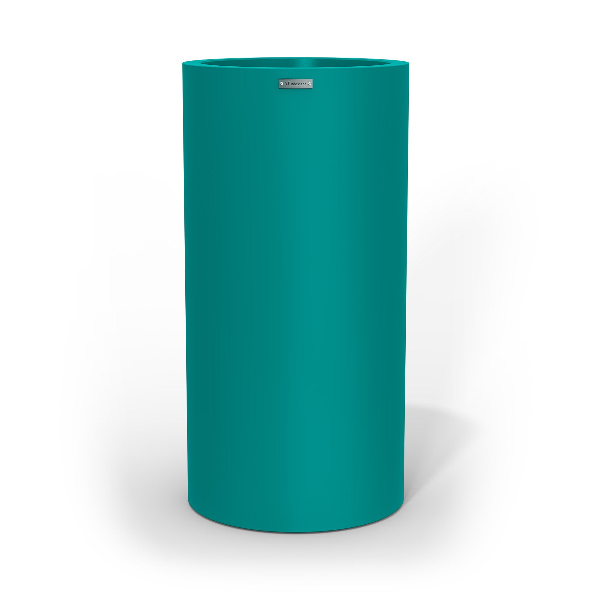 A tall cylinder planter pot in a teal colour made by Modscene NZ.