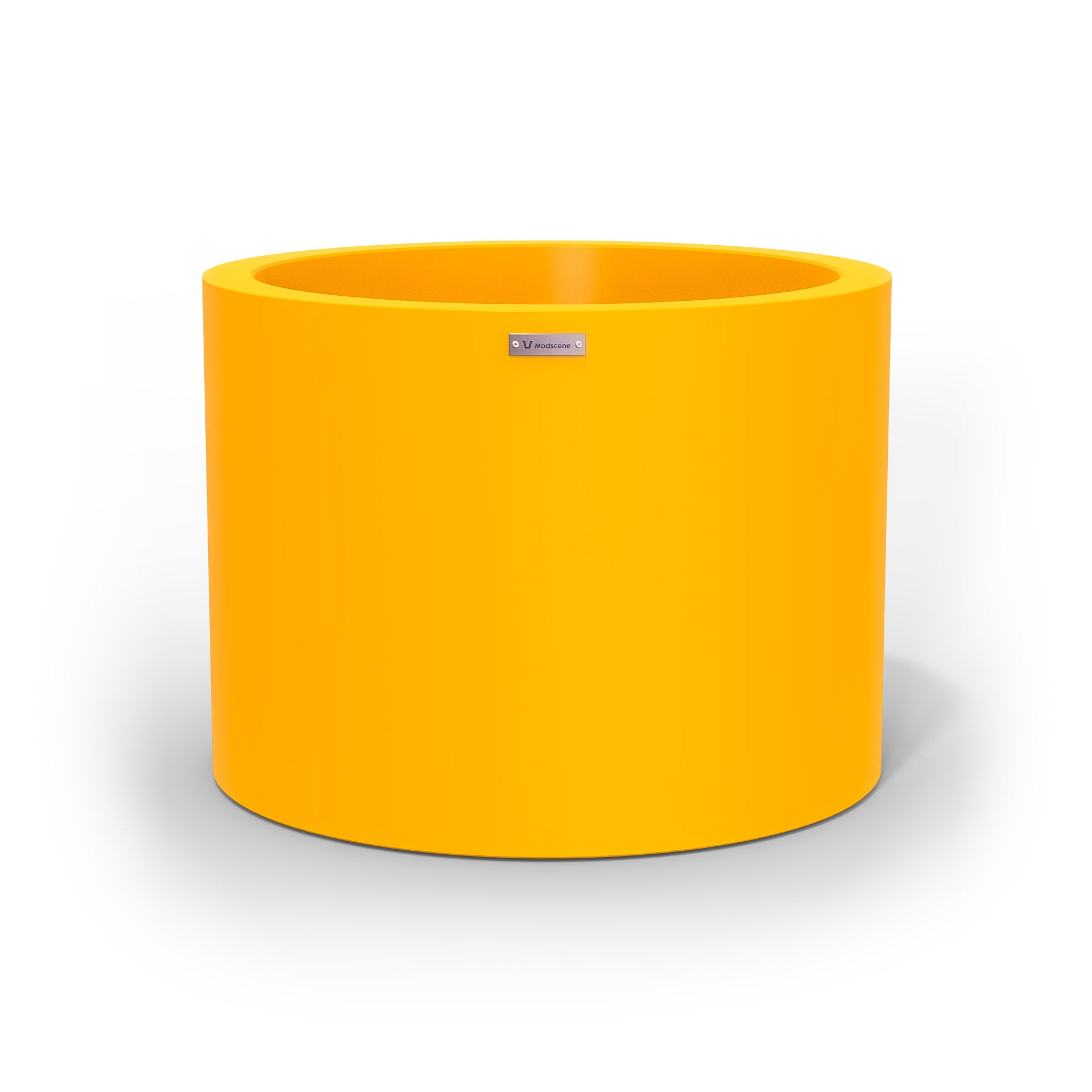 A cylinder shaped pot planter in yellow made by Modscene NZ. 