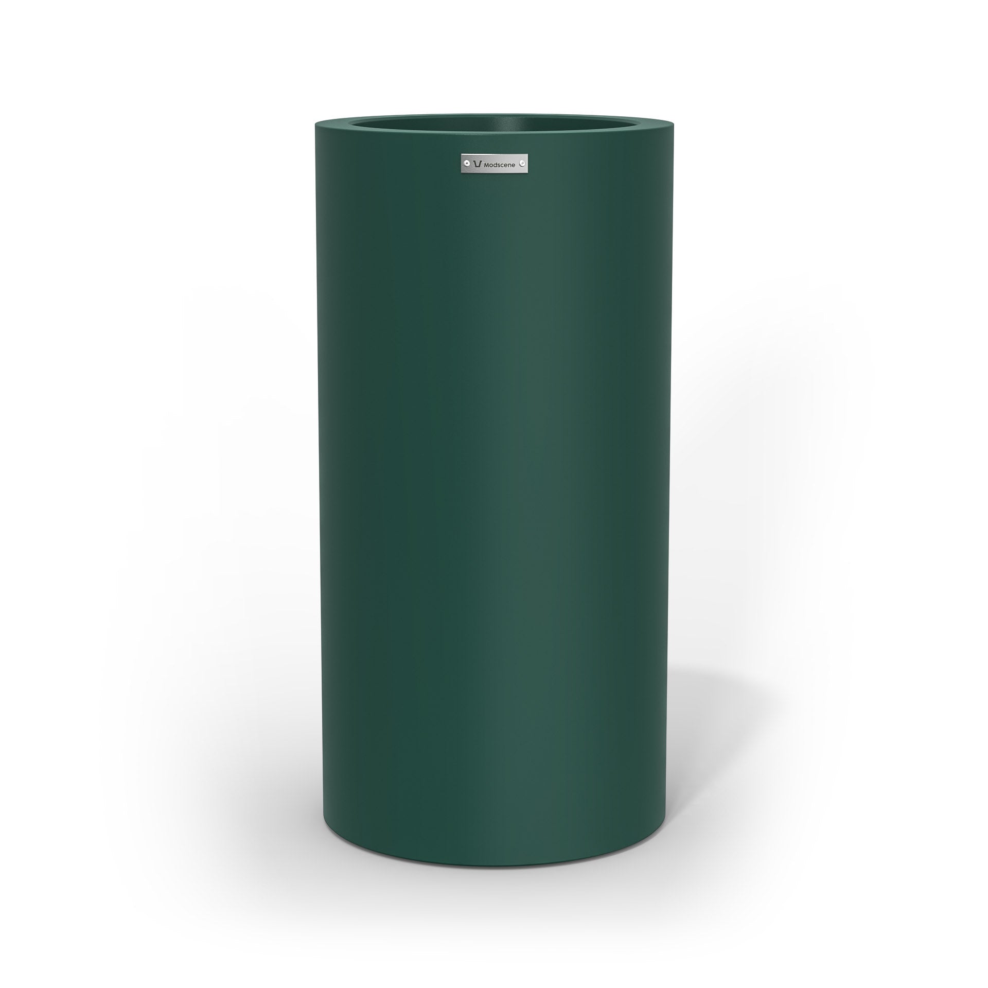A large cigar cylinder pot planter in a emerald green colour. 