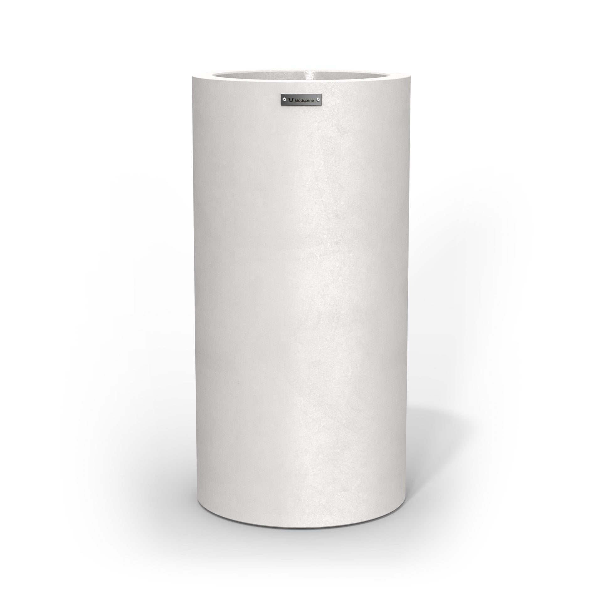 A large cigar cylinder pot planter in a frosted white colour. 