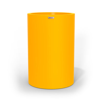 A tall yellow cylinder shaped planter pot by Modscene New Zealand.