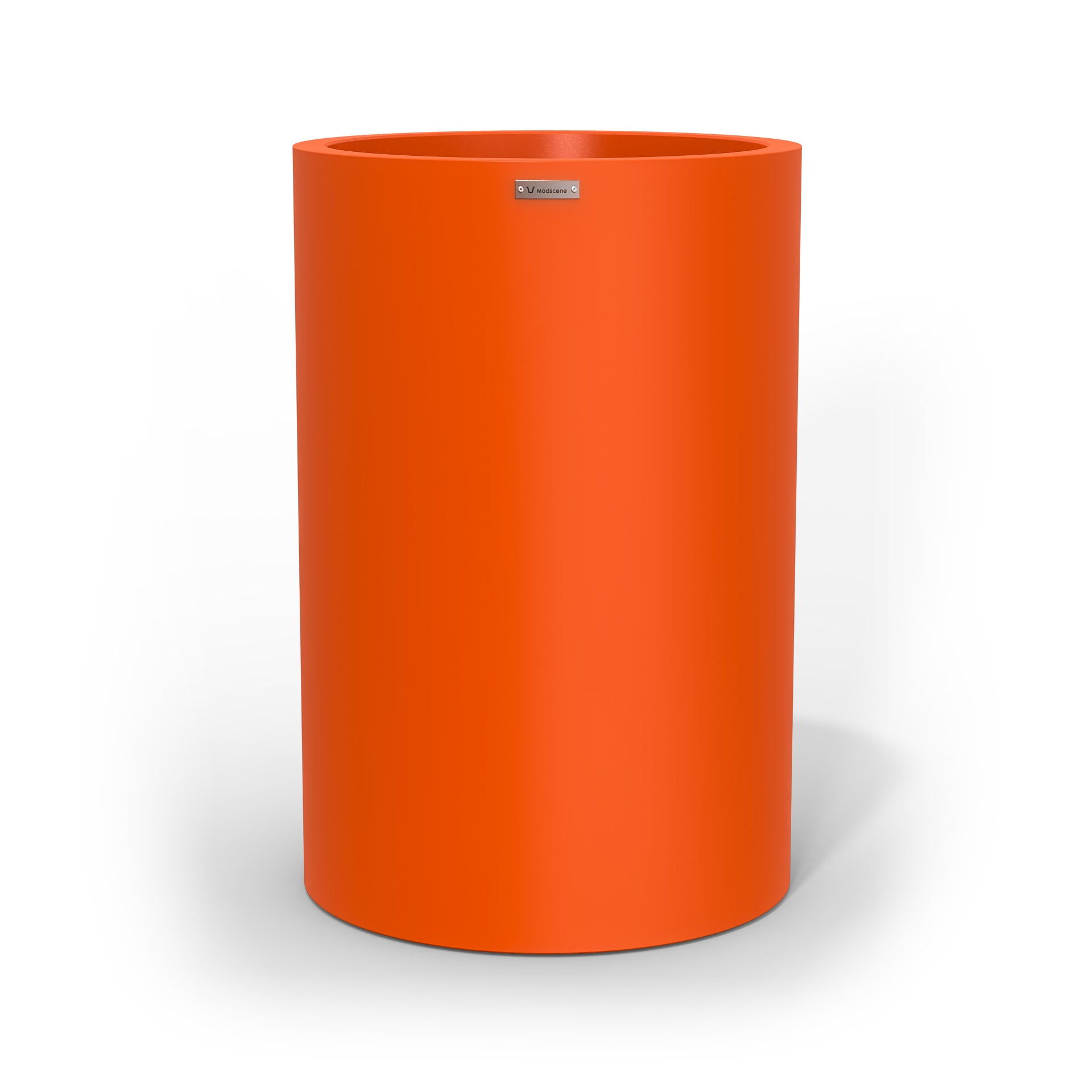 Large Modscene cylinder shaped planter pot in a orange colour. NZ made.