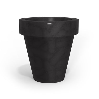 A black extra large Modscene planter pot with a concrete look.