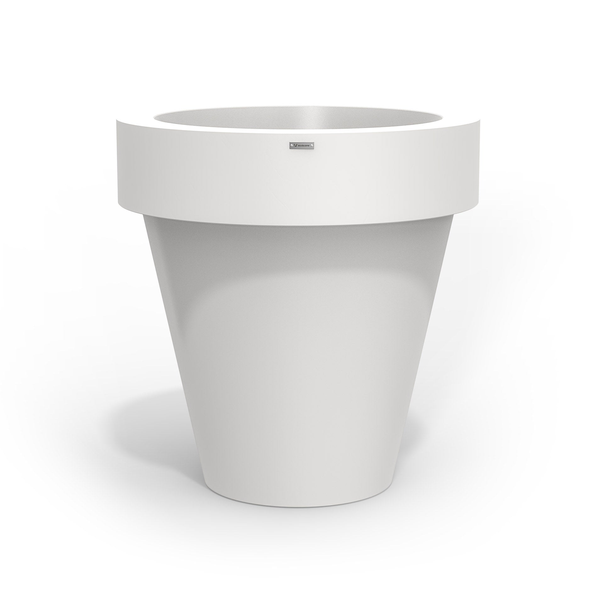 A white Modscene planter pot in a extra large size. Made in NZ.