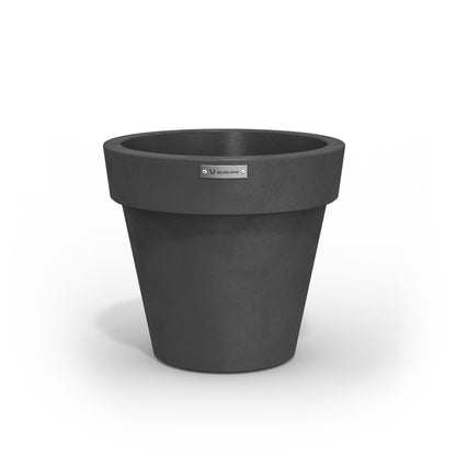Small Modscene plastic planter pot in a dark grey colour with a concrete look.