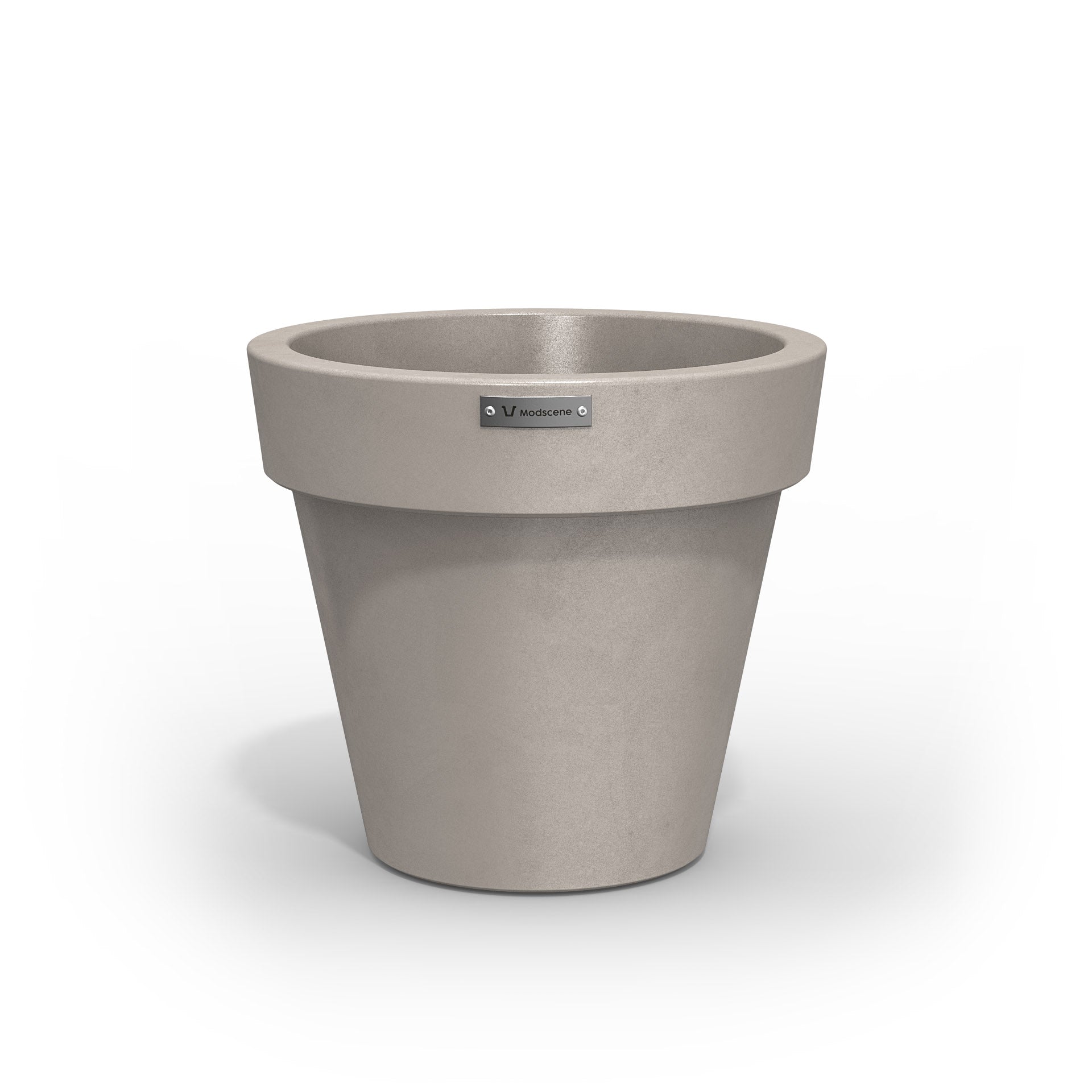 Small Modscene plastic planter pot in a sandstone colour with a concrete look.