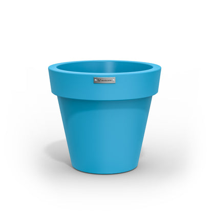 Blue Modscene plastic planter pot made in NZ.