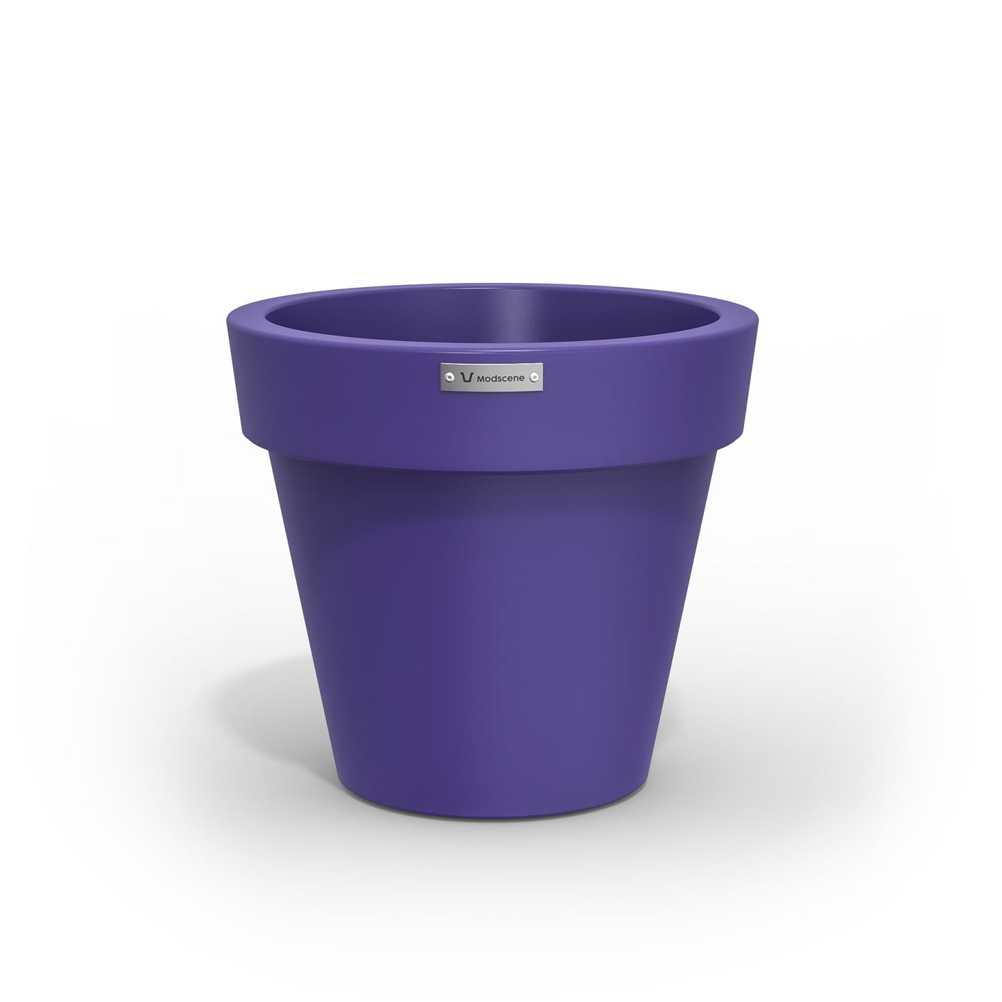 Small Modscene plastic planter pot in a purple colour. NZ made.