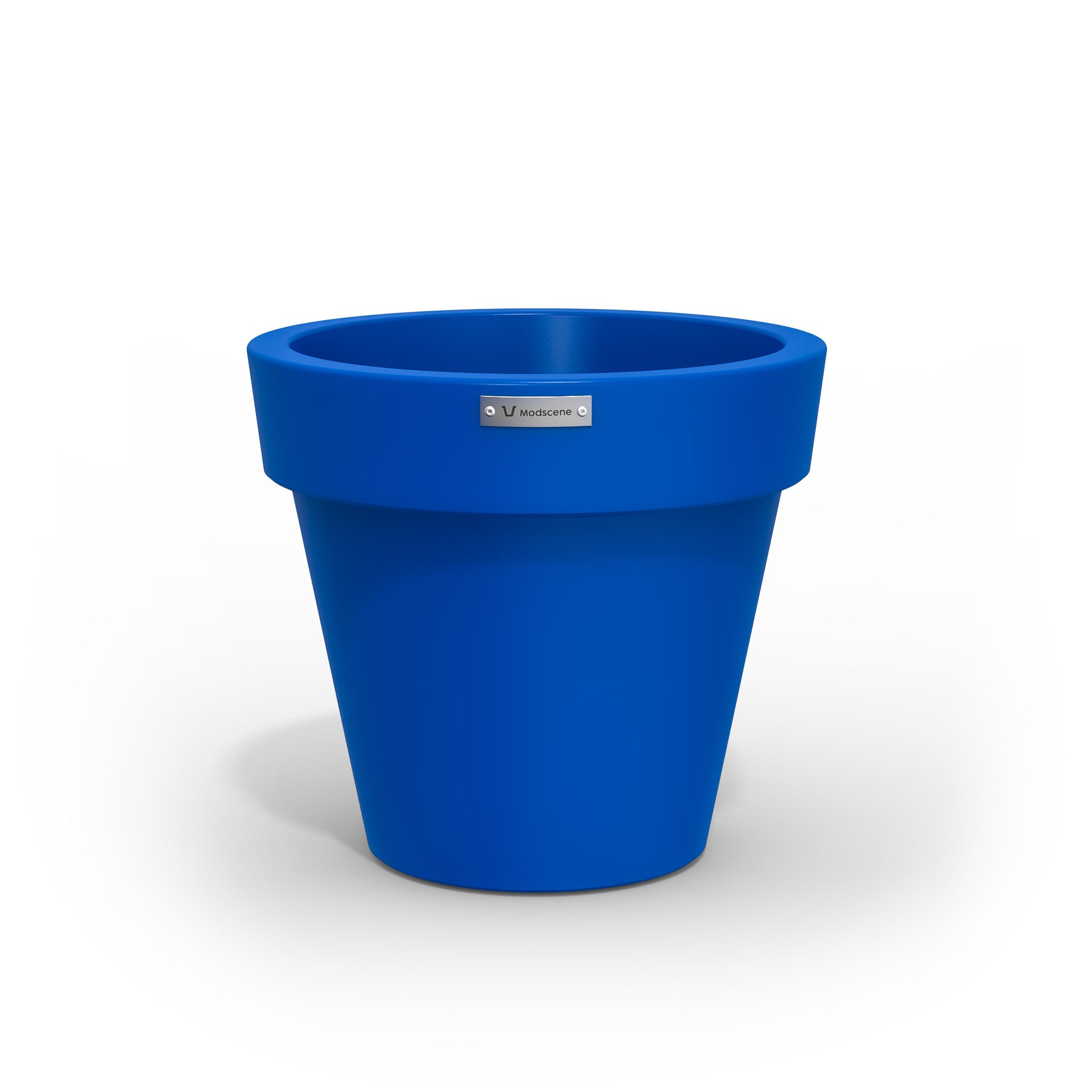 Small Modscene plastic planter pot in a dark blue colour. New Zealand made.