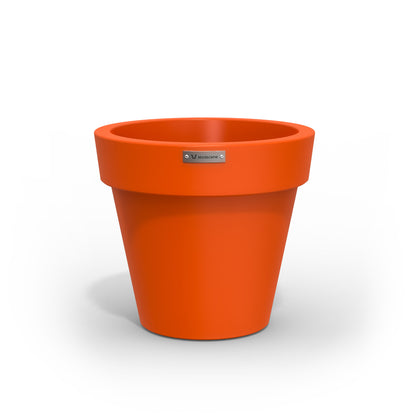 Small Modscene plastic planter pot in a orange colour. NZ made.