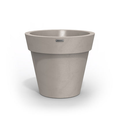 A Modscene plastic planter pot made in a sandstone colour with a concrete look.