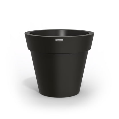 A Modscene plastic planter pot made in a black colour. NZ made.