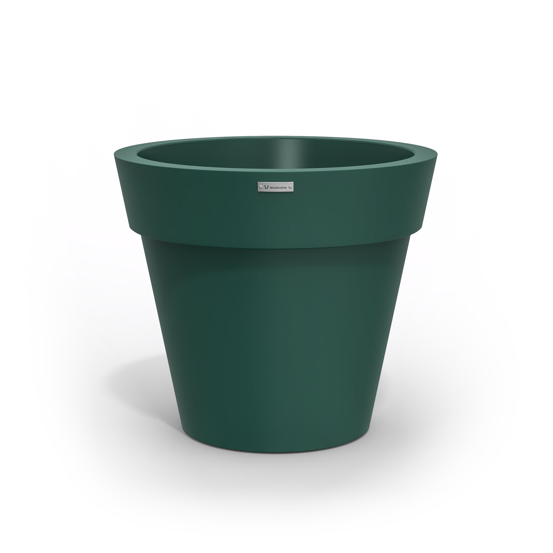 A medium sized Modscene plastic planter pot made in an emerald green colour. NZ made.