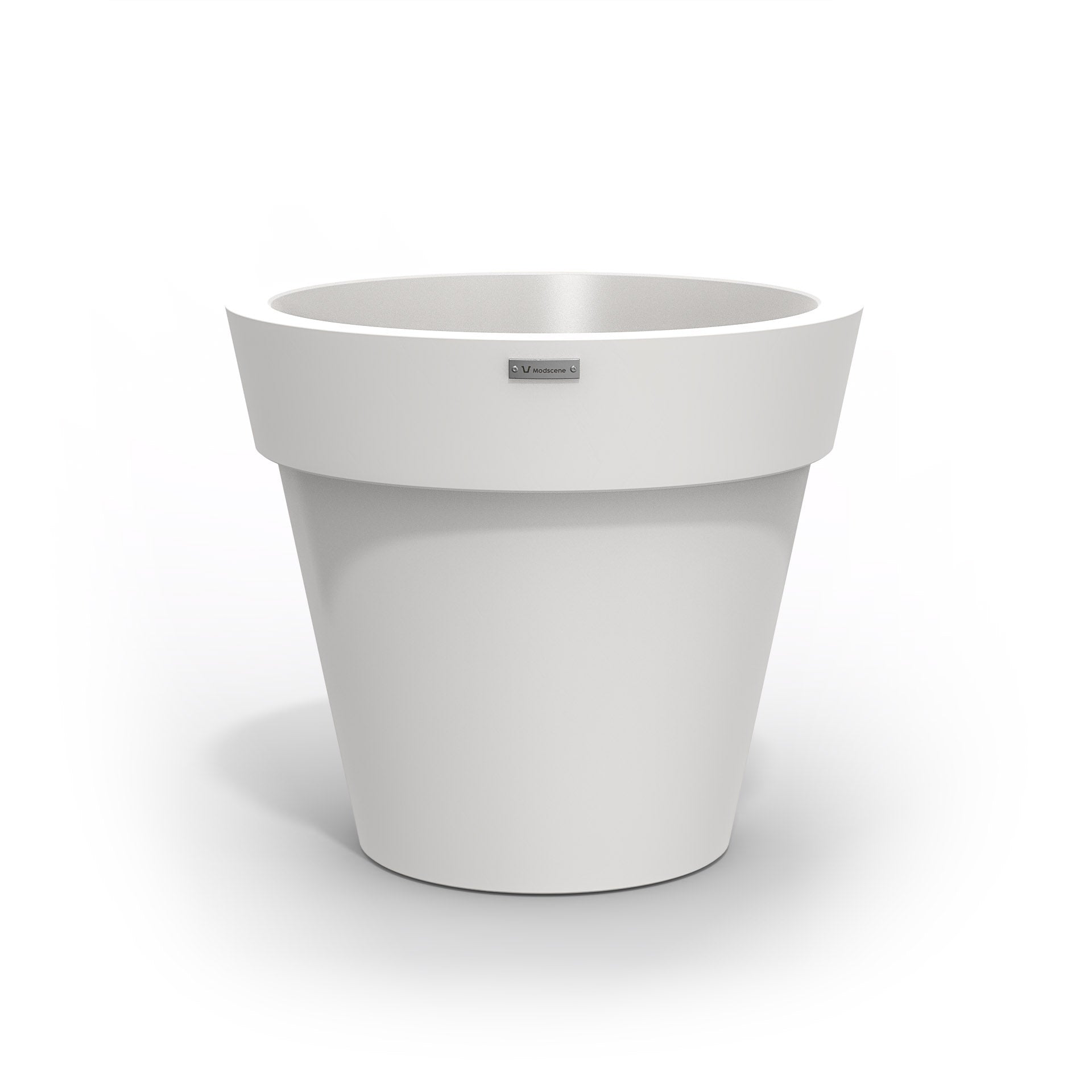 A white Modscene plastic planter pot made in NZ.