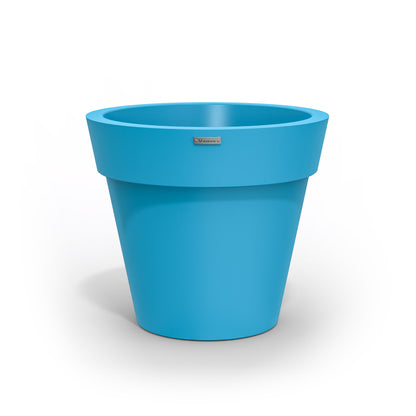 A Modscene plastic planter pot made in a blue colour. New Zealand made.