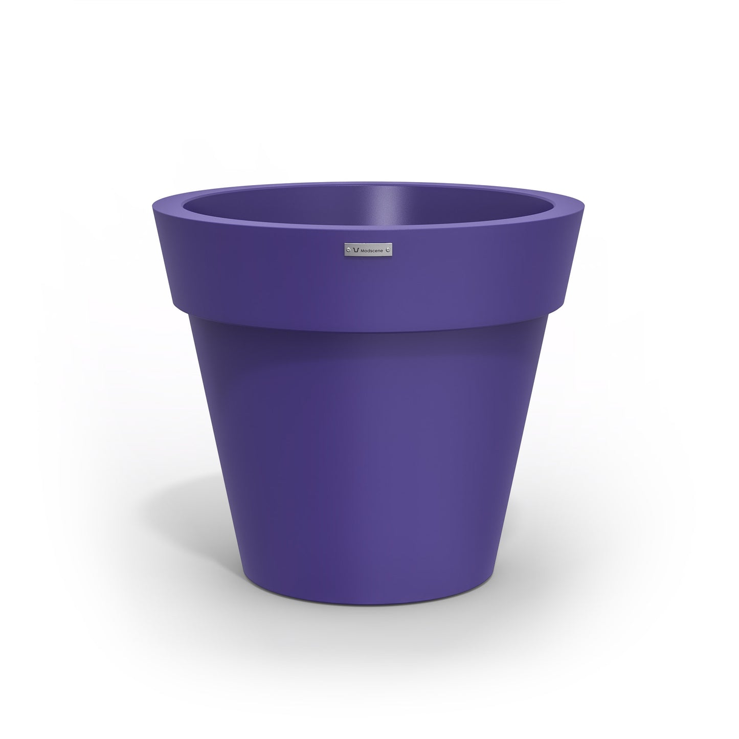 A Modscene plastic planter pot made in a purple colour. NZ made.