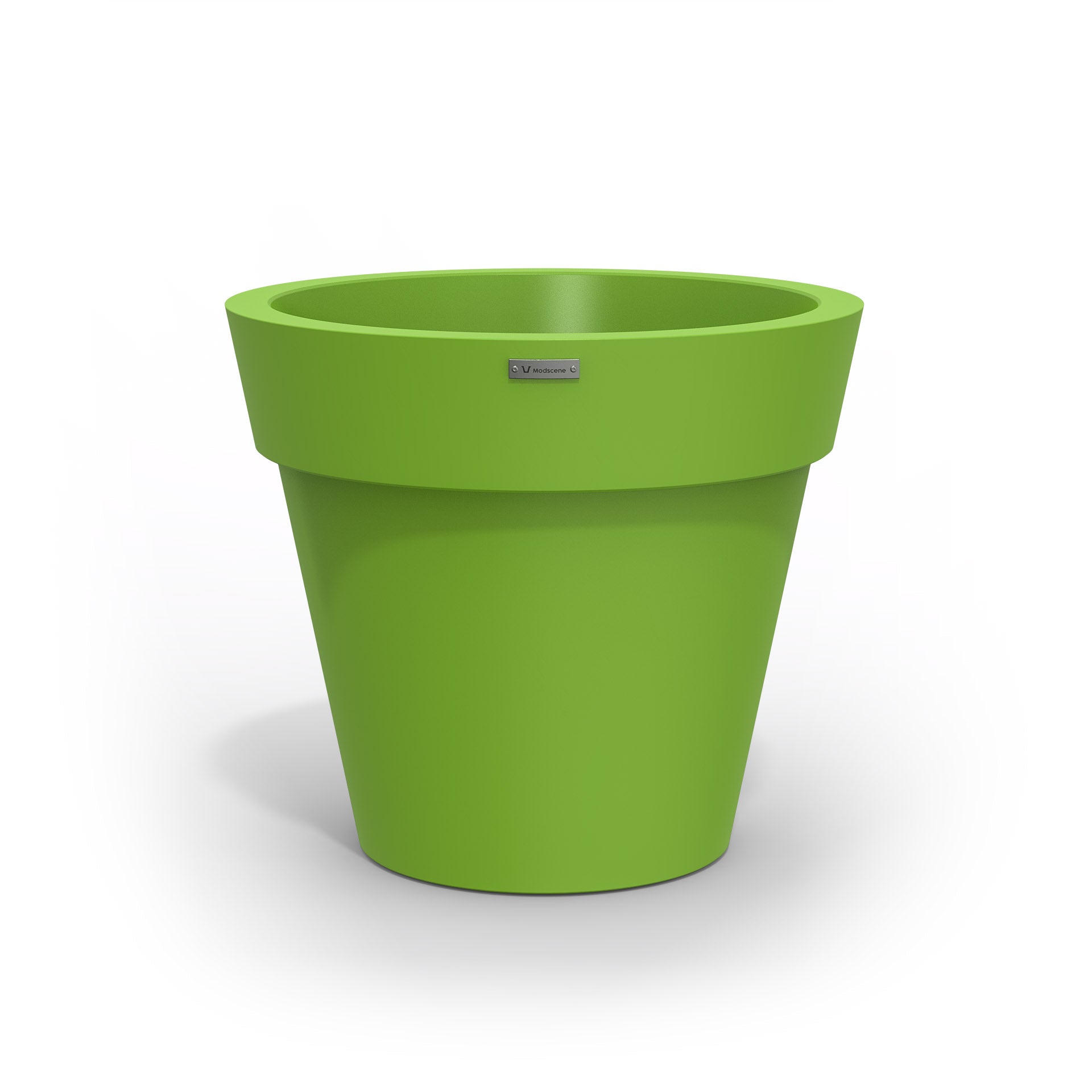 A Modscene plastic planter pot made in a green colour. NZ made.